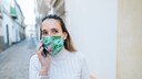 A woman wearing a face mask