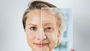How the Body Ages: Woman with Old and Young Face