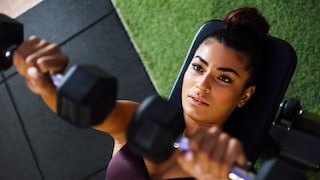 Woman doing chest press