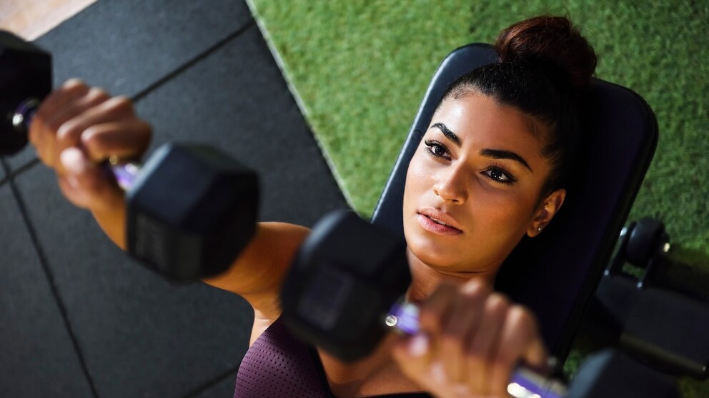 Woman doing chest press