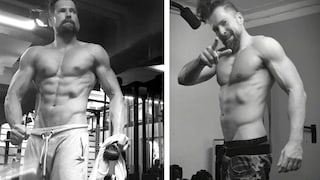 Daniel Schwarzenberger shows off his muscles
