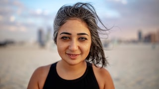 Gray hair on a young woman