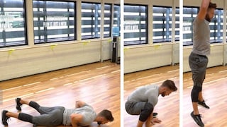 Personal trainer shows how to perform burpees properly