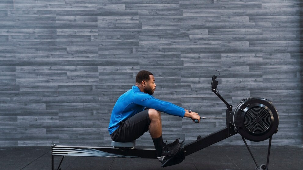 Man doing a rowing workout