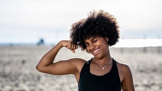 Woman Shows Off Her Arm Muscles