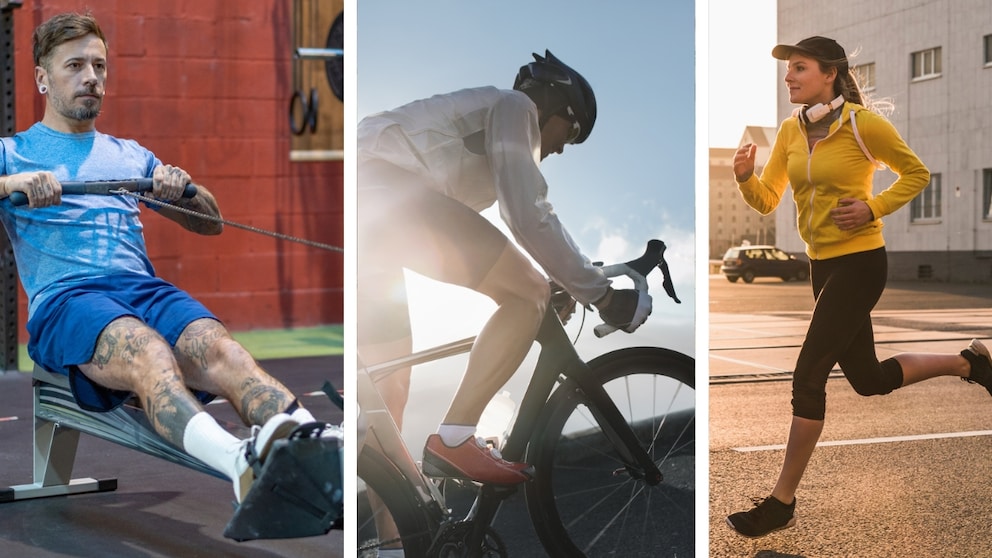 Rowing, Cycling, Running in a Fitness Comparison