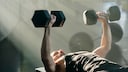 man trains