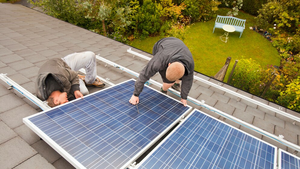 Solar Panel System on a Rooftop