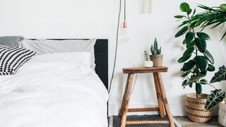 A Solid Wood Stool as a Nightstand