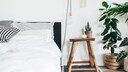 A Solid Wood Stool as a Nightstand