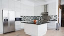 Modern Kitchen with White and Black Island