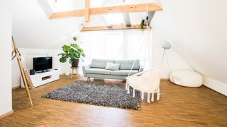 Living Room With Sloped Ceilings