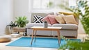 Sofa with numerous cushions