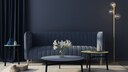 All in Dark Blue: Color Drenching in the Living Room