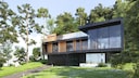 In a hybrid house, specific building materials are used for certain areas to plan more efficiently and cost-effectively.