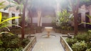 A classic paradise garden is divided into four parts. There is a water element in the middle