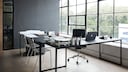 Home office with large window front