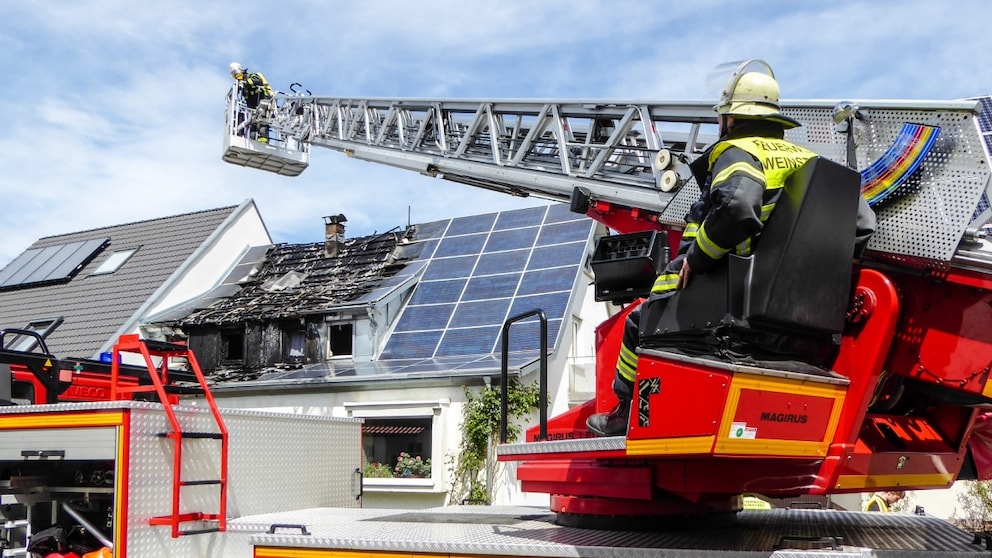 Solar panel system on fire