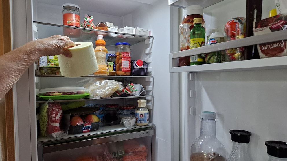 In addition to meat, eggs, and vegetables, there should also be room for a roll of toilet paper in the refrigerator.