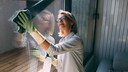 With a few household items, you can mix a solution that protects mirrors and windows from fingerprints.