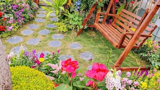 The childhood garden had many flowers and a porch swing where Grandma sometimes slept. (Stock photo)