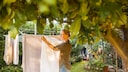If you want to hang laundry outside in the summer, you should always keep an eye on the sun.