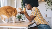 Young woman cuddles with cat