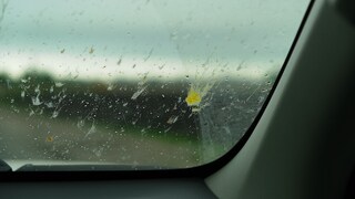 Car Windshield Covered in Yellow Spots
