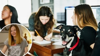 Students with a Dog in the Classroom