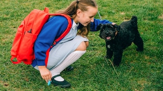 Schoolchild With Dog