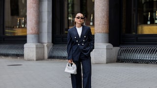 Pants with nail stripes for women with matching blazer