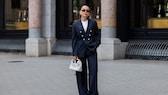 Pants with nail stripes for women with matching blazer
