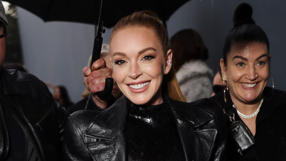 Lindsay Lohan was spotted in an elegant gown at the Balenciaga Paris Womenswear Spring-Summer 2025 show