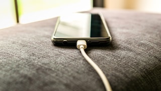 Image representing mAh/milliampere-hours: Phone charging with a cable