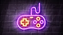 Video Games 2024: Controller in Neon Light Against Brick Wall