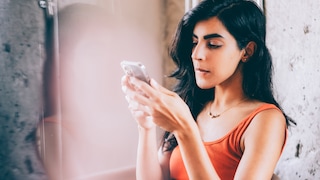 Woman Uses a Calendar App