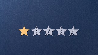 Rating scale with five stars, on which only one star is awarded.