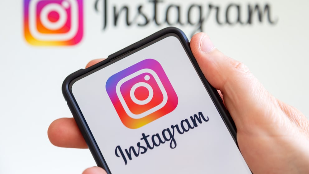 Stock Image: Instagram Logo on Smartphone