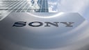 Sony company logo on a pillar.