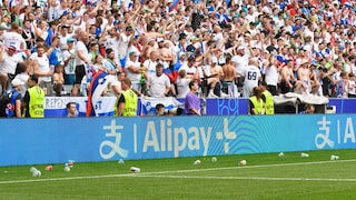 Alipay advertising at the European Championship group stage match between Slovenia and Serbia at the Allianz Arena in Munich