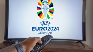 Logo of Euro 2024 on a television.
