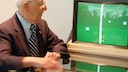 Ralph H. Baer, inventor of the first gaming console, at the Dynamikum interactive museum in Pirmasens with a replica of his legendary "Brown Box"