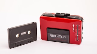 A Sony Walkman with a compact cassette
