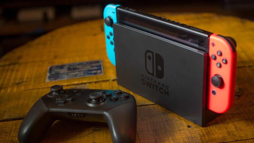 A Nintendo Switch with a Pro Controller
