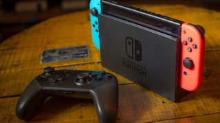 A Nintendo Switch with a Pro Controller