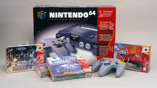 Packaging of an N64 with controller and some games