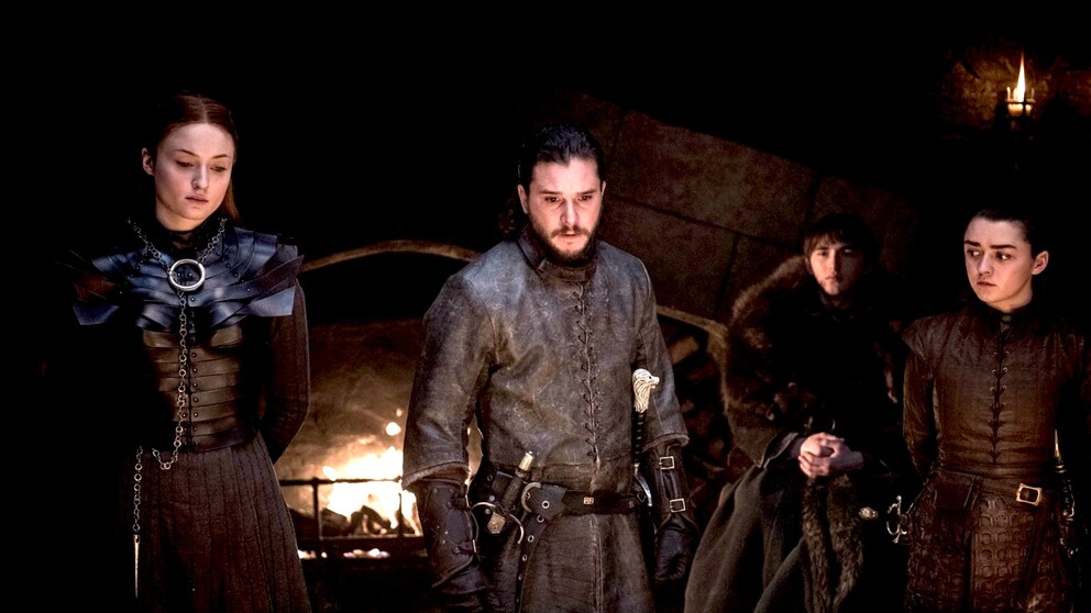 Sophie Turner, Kit Harington and Maisie Williams in "Game of Thrones"