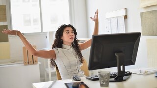 Woman annoyed by Rage Bait
