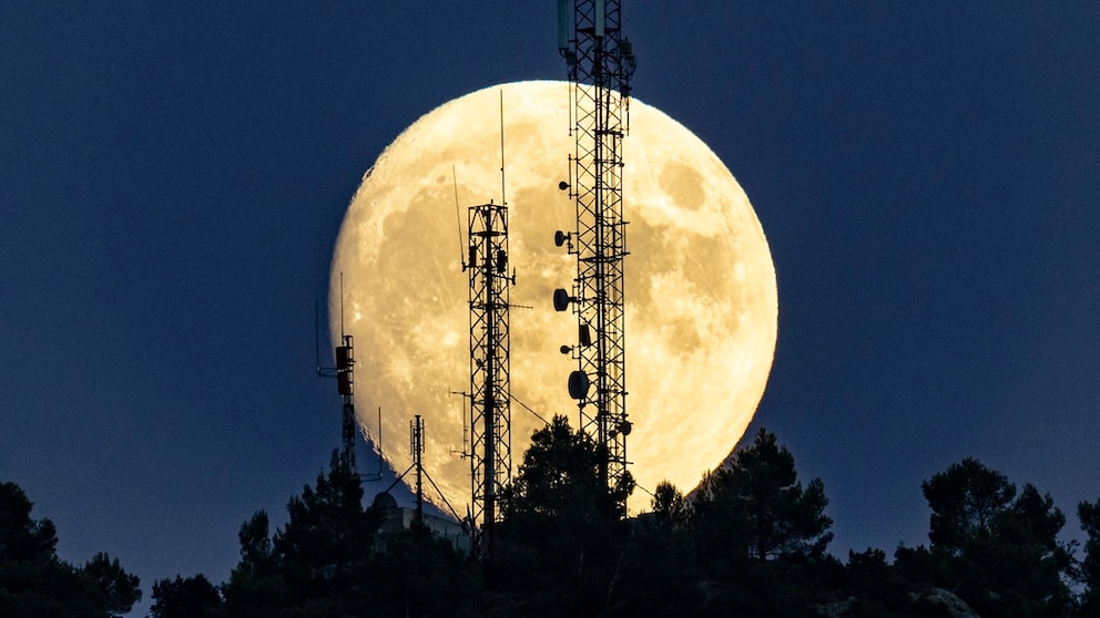 Moon and a cell tower