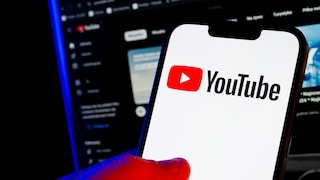 YouTube logo on a smartphone